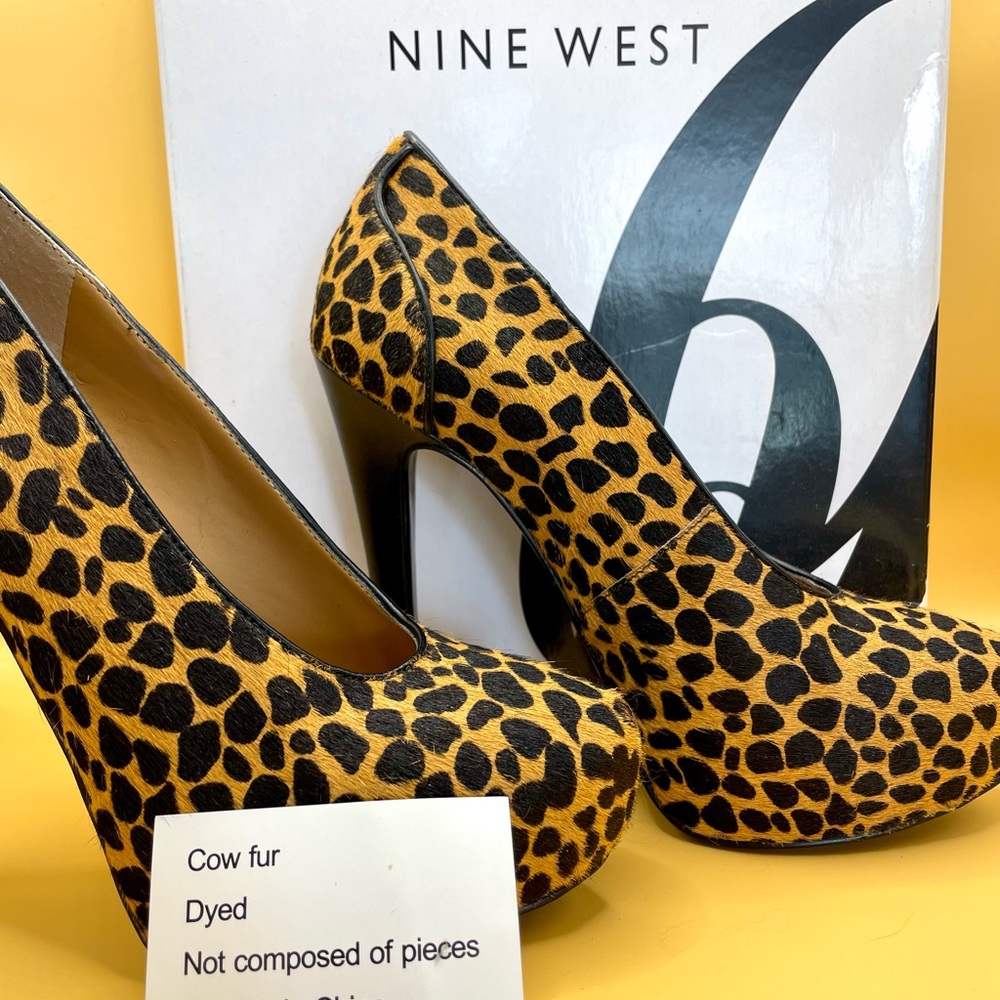 Nine West Aldusa Cheetah Print Hidden Platform Sky High Stiletto Pumps 5M NWB - Picture 2 of 14